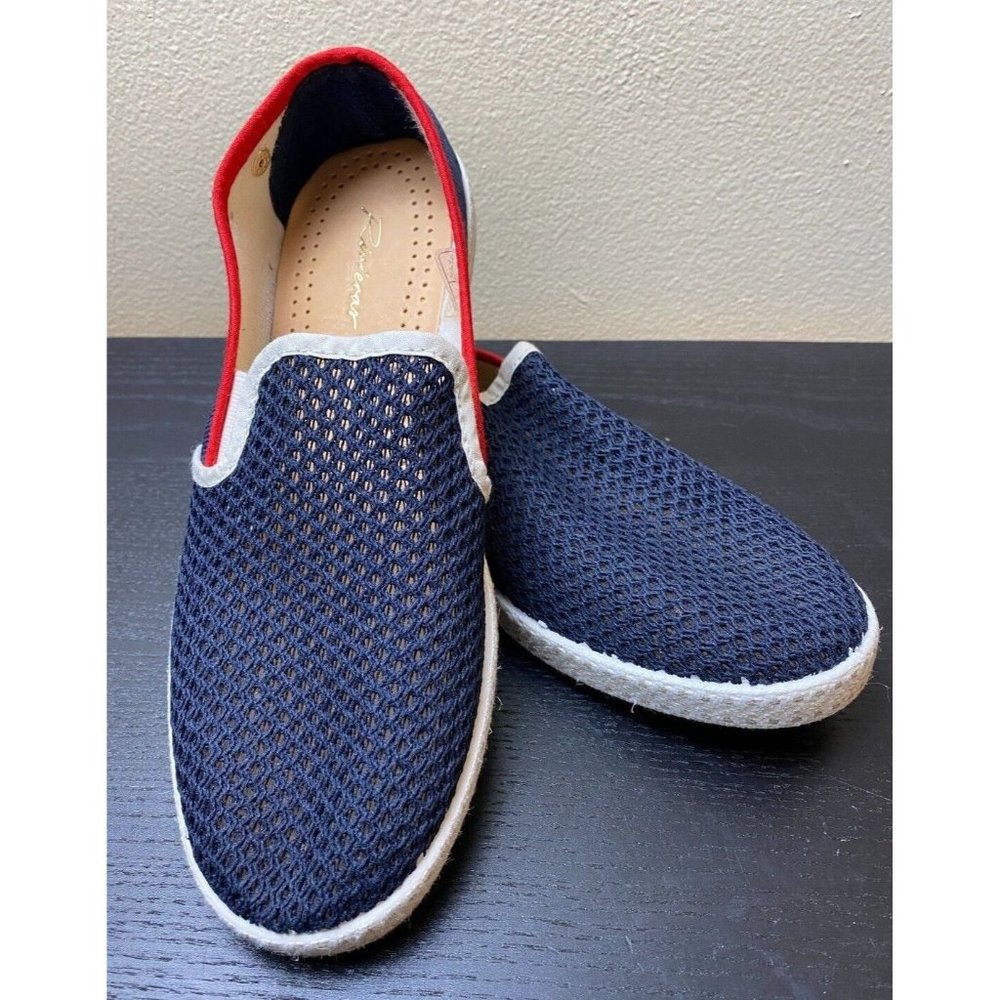 RIVIERAS Unisex Tour De Monde Canvas Mesh Slip On Shoes Size W 8.5 M 7 Navy